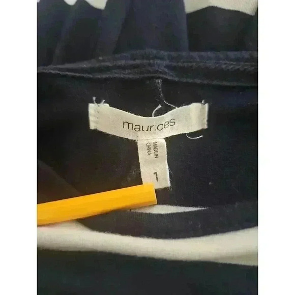 Maurices Blue White Striped Maxi Dress Short Sleeve Elastic Waist Size Small - Picture 4 of 4